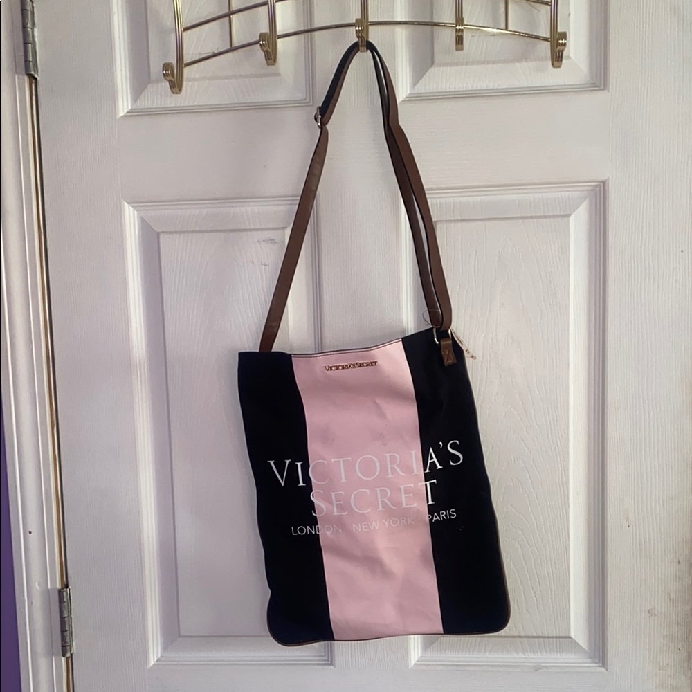 Victoria's Secret Pink and Black Color-Block Tote